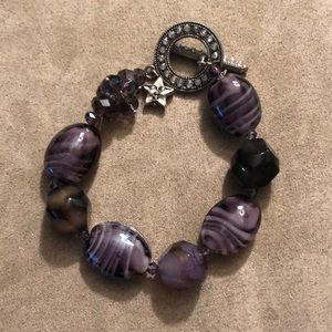🍀 4/$15! Cute Purple Bead and Crystal Toggle Bracelet With Star Detail ⭐️